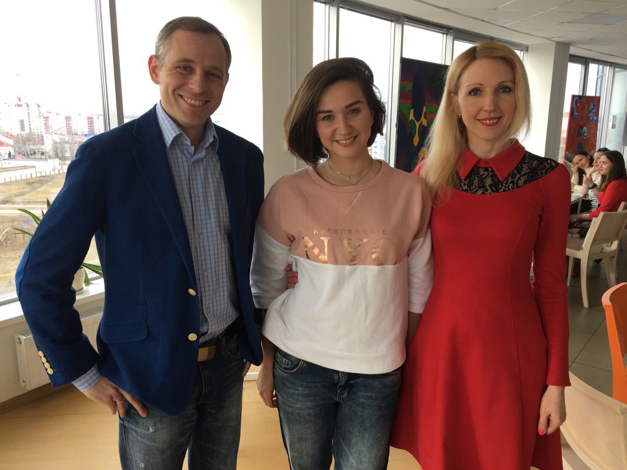 Олимпийская чемпионка Любовь Черкашина с основателями EnergyGo Константином и Татьяной Акимовыми